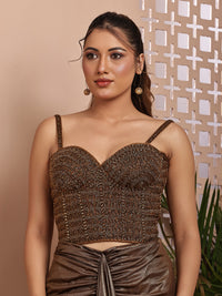 Copper corset with layered Drape