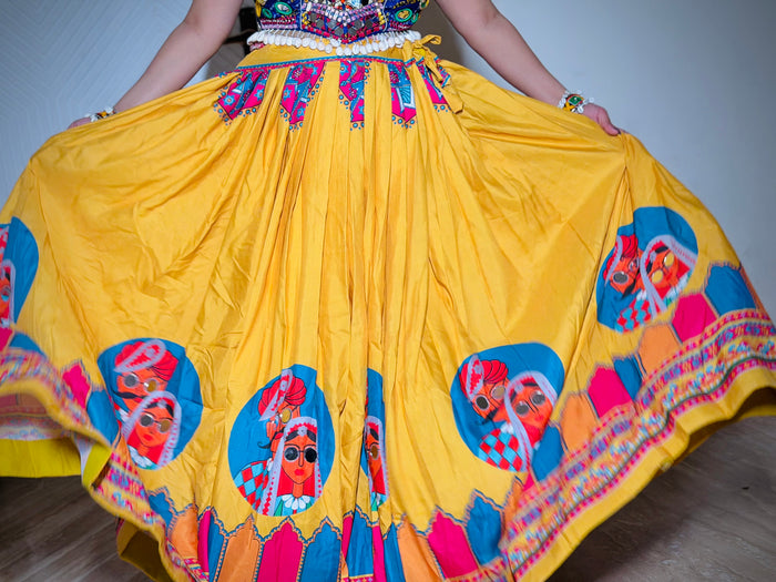 Navratri Yellow Multicolour Skirt