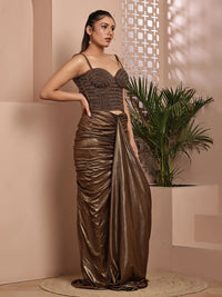 Copper corset with layered Drape