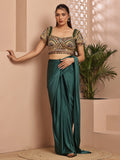 Green Jewel blouse with saree