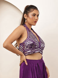 Purple Halter Mirror Blouse