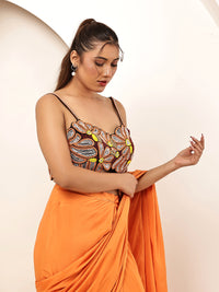 Orange Bloom blouse with saree
