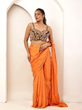 Orange bloom blouse with saree