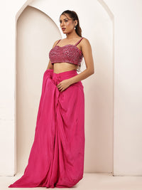 Pink beats Blouse with Drape (Full set)