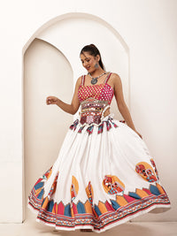 Navratri long mirror corset with Ghagara skirt (full set)