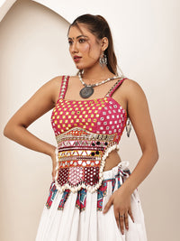 Navratri long mirror corset with Ghagara skirt (full set)