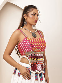 Navratri long mirror corset with Ghagara skirt (full set)