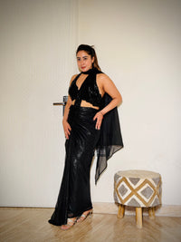 Black Katdana Halter Neck Blouse
