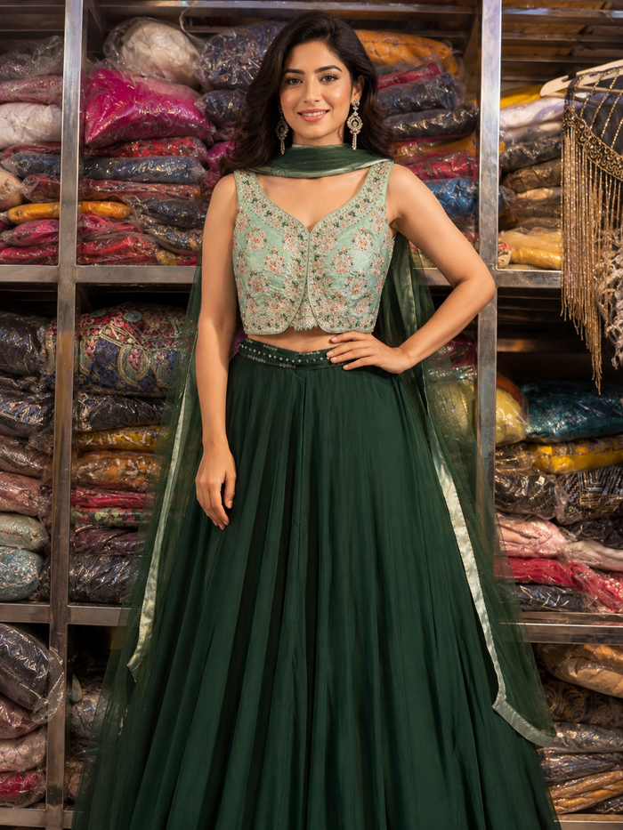 Mint Green Indo western-3 Piece set
