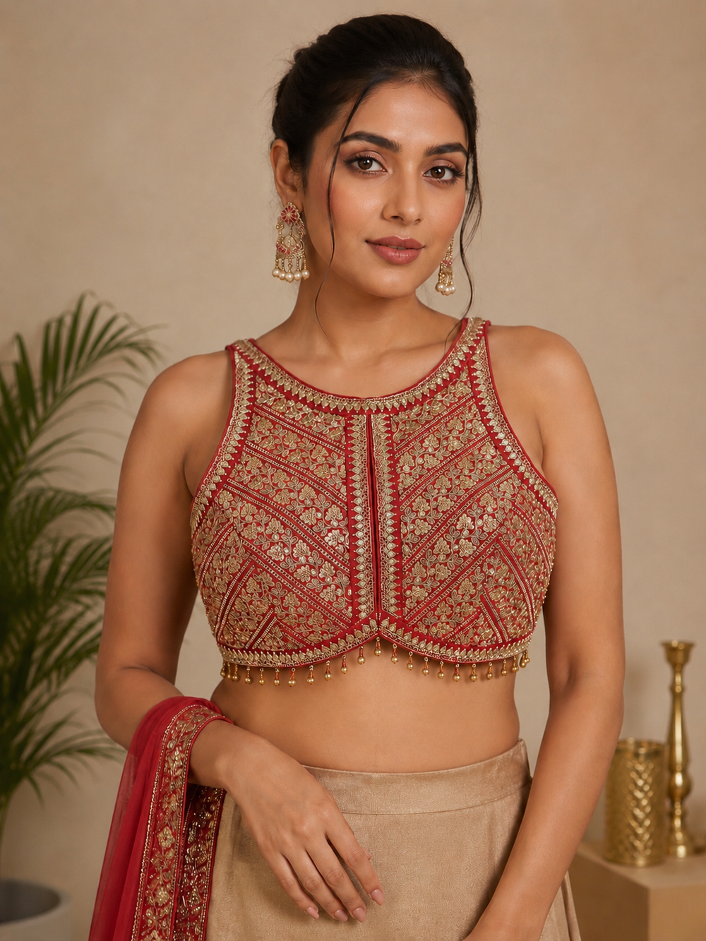 Rajrani Halter-Red Blouse