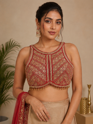 Rajrani Halter-Red Blouse
