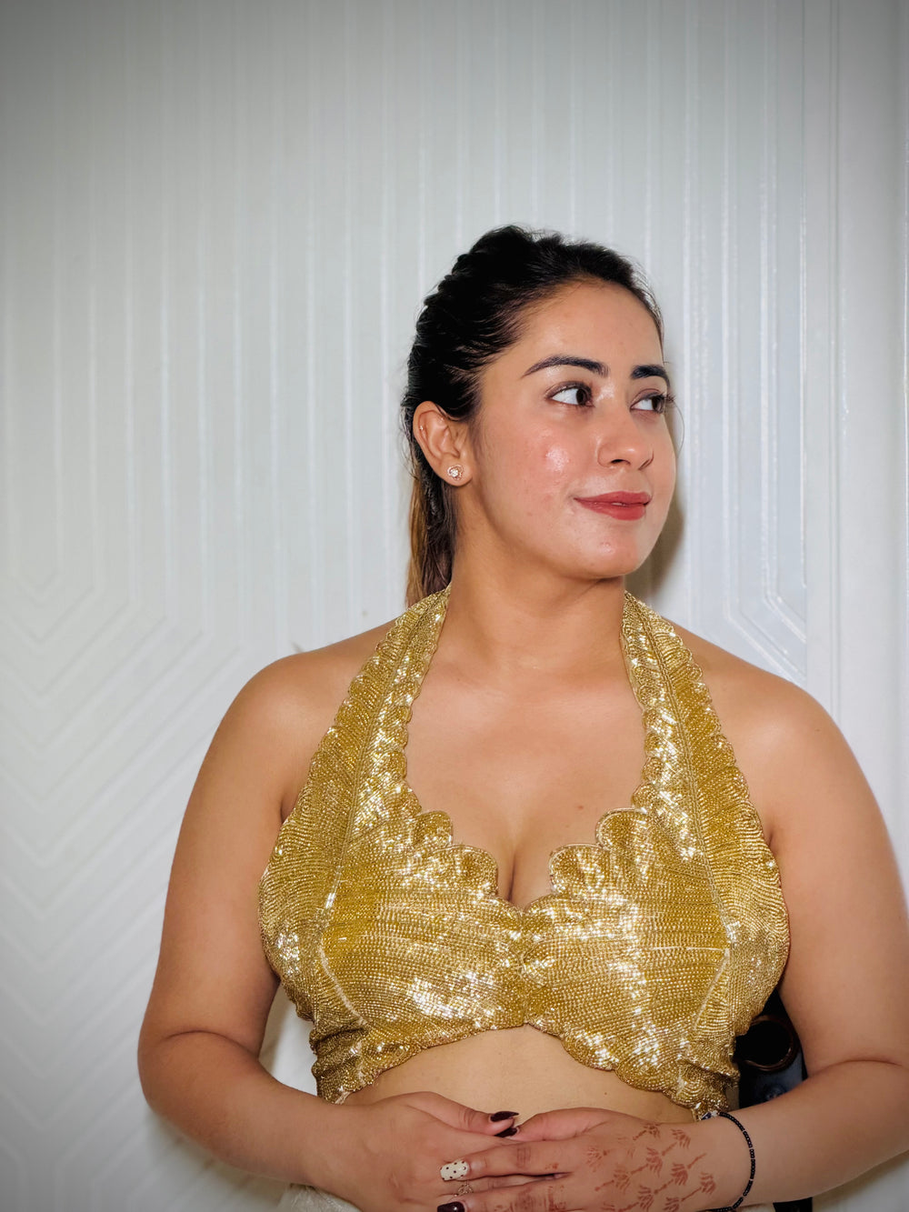 Golden Katdana Halter Neck Blouse