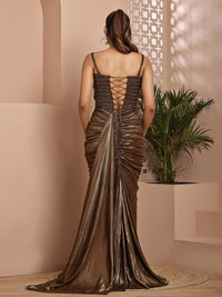 Copper corset with layered Drape