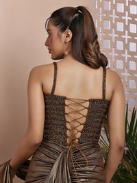 Copper corset with layered Drape