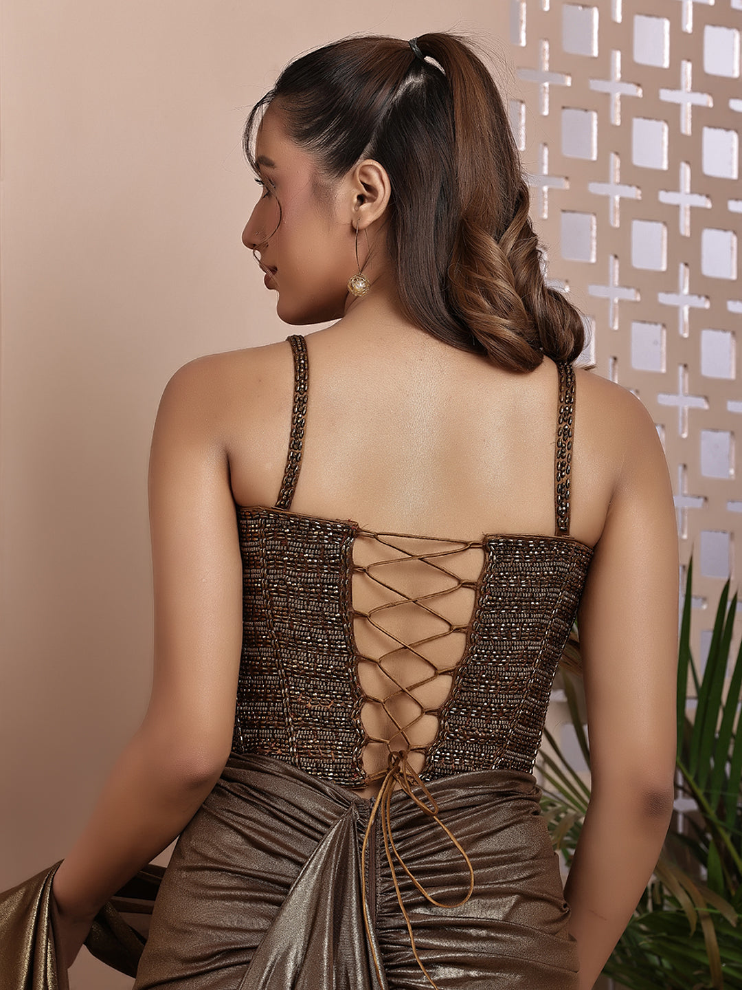 Copper corset with layered skirt