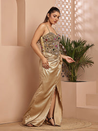 Jewel Blouse with Golden Skirt (Full Set )