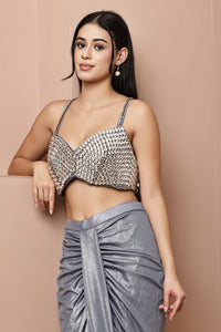 Rashmika Inspired All Jewel Ice Blue Blouse