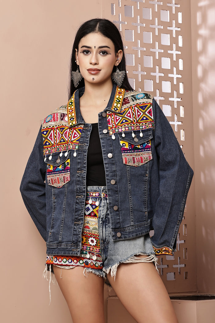 Navratri Blue Denim Jacket