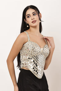 Long Gold Mirror Corset Blouse