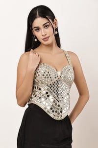 Long Gold Mirror Corset Blouse