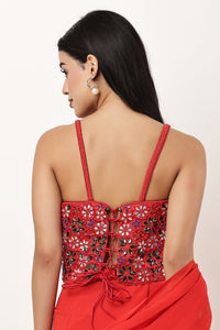Hot Red Corset Stonework Blouse