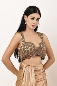 Alia Bhatt Inspired Gold Blouse with Copper Handwork