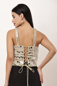 Long Gold Mirror Corset Blouse