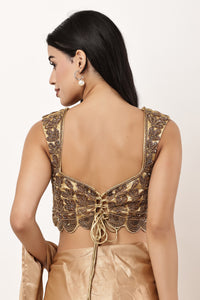 Alia Bhatt Inspired Gold Blouse with Copper Handwork