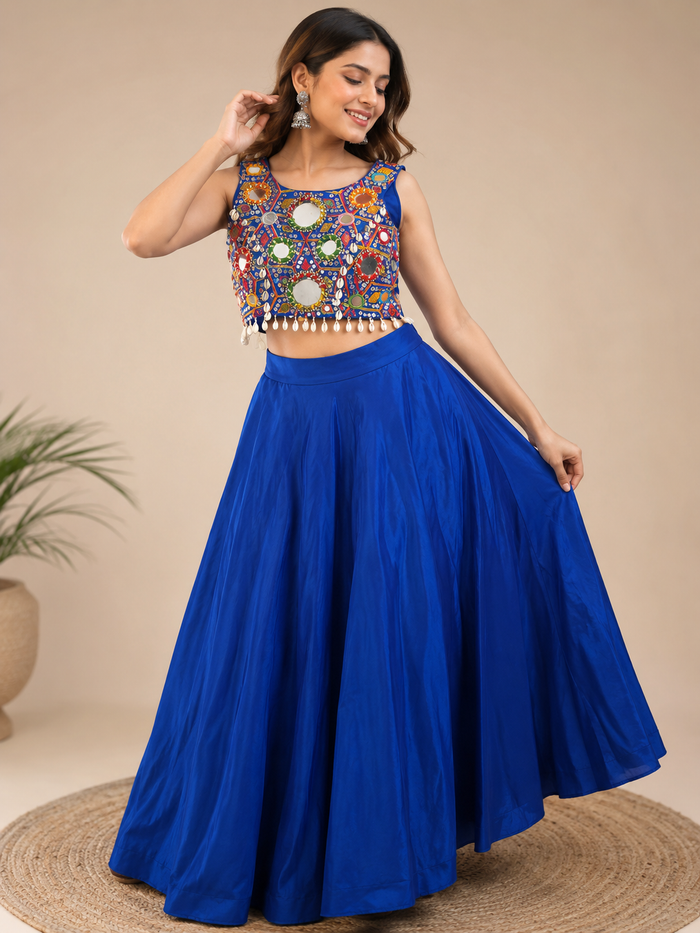 Blue Navratri Bangle Blouse with Skirt (Full set)