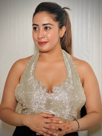 Silver Katdana Halter Neck Blouse