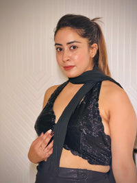 Black Katdana Halter Neck Blouse