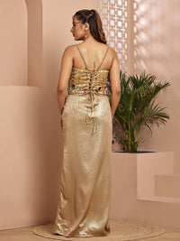 Jewel Blouse with Golden Skirt (Full Set )