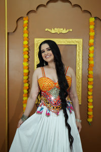 Navratri Orange Multicolour corset