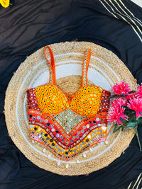 Navratri Orange Multicolour corset