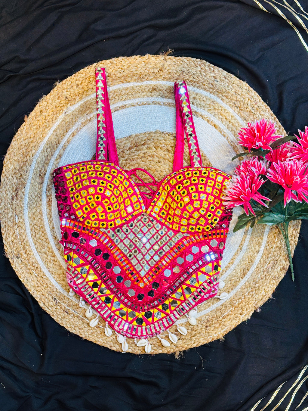Pink Navratri Multi Corset Blouse