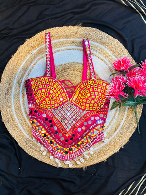 Pink Navratri Multi Corset Blouse