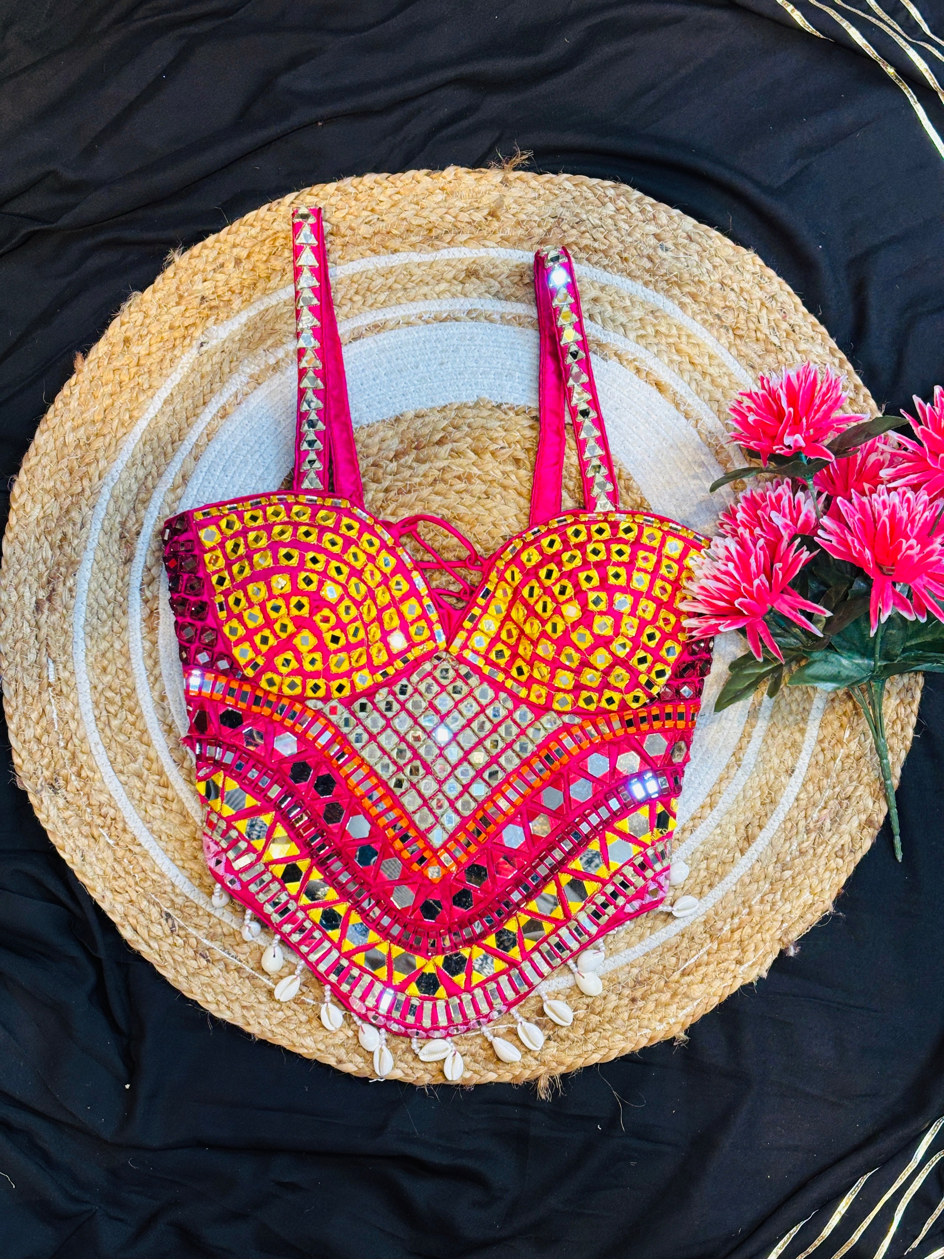 Pink Navratri Multi Corset Blouse
