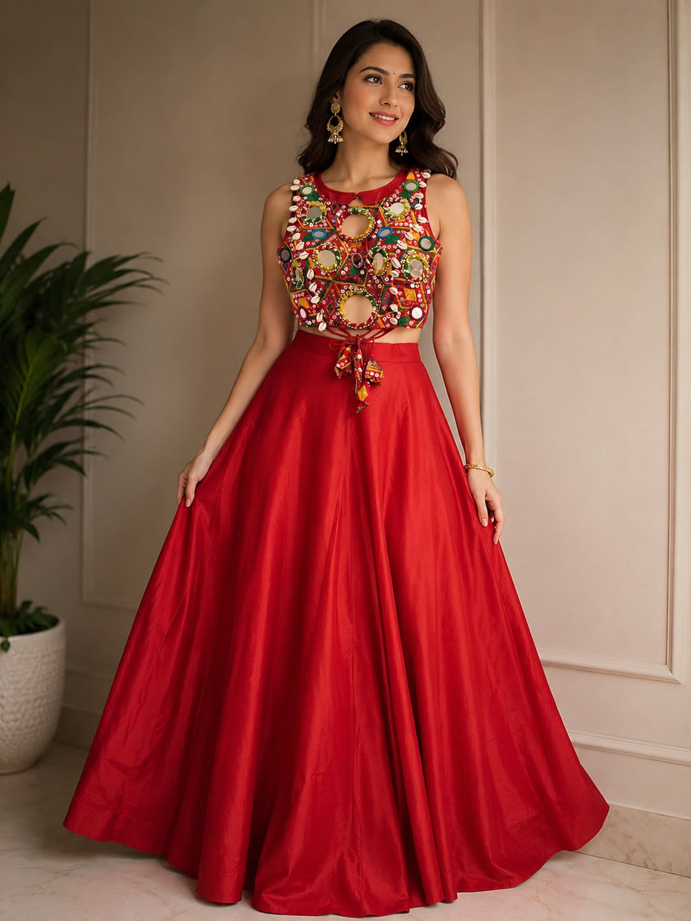 Navratri Bangle Red Combo (Blouse+Skirt )
