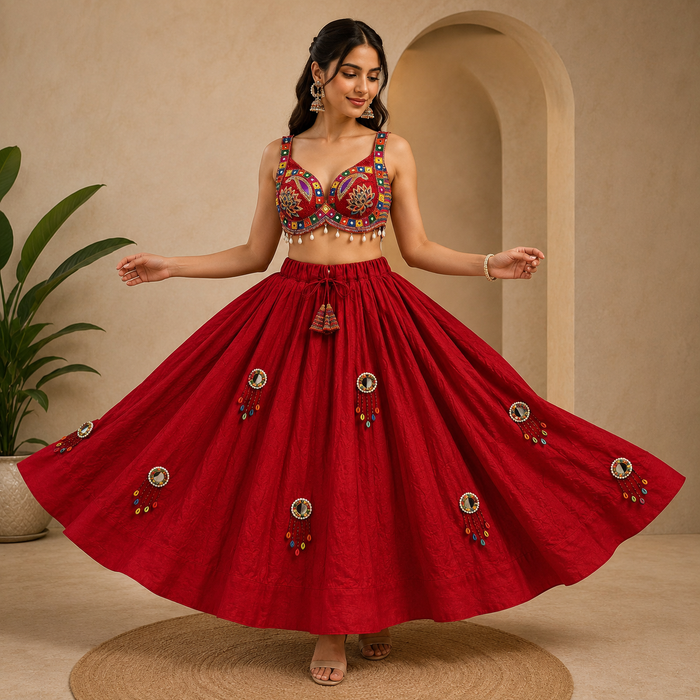 Chanya Choli Red Set (Blouse+Skirt )