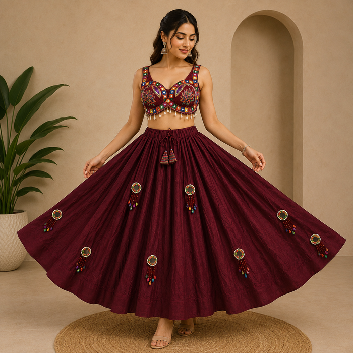 Chanya Chloi Mehroon Set (Blouse+Skirt)