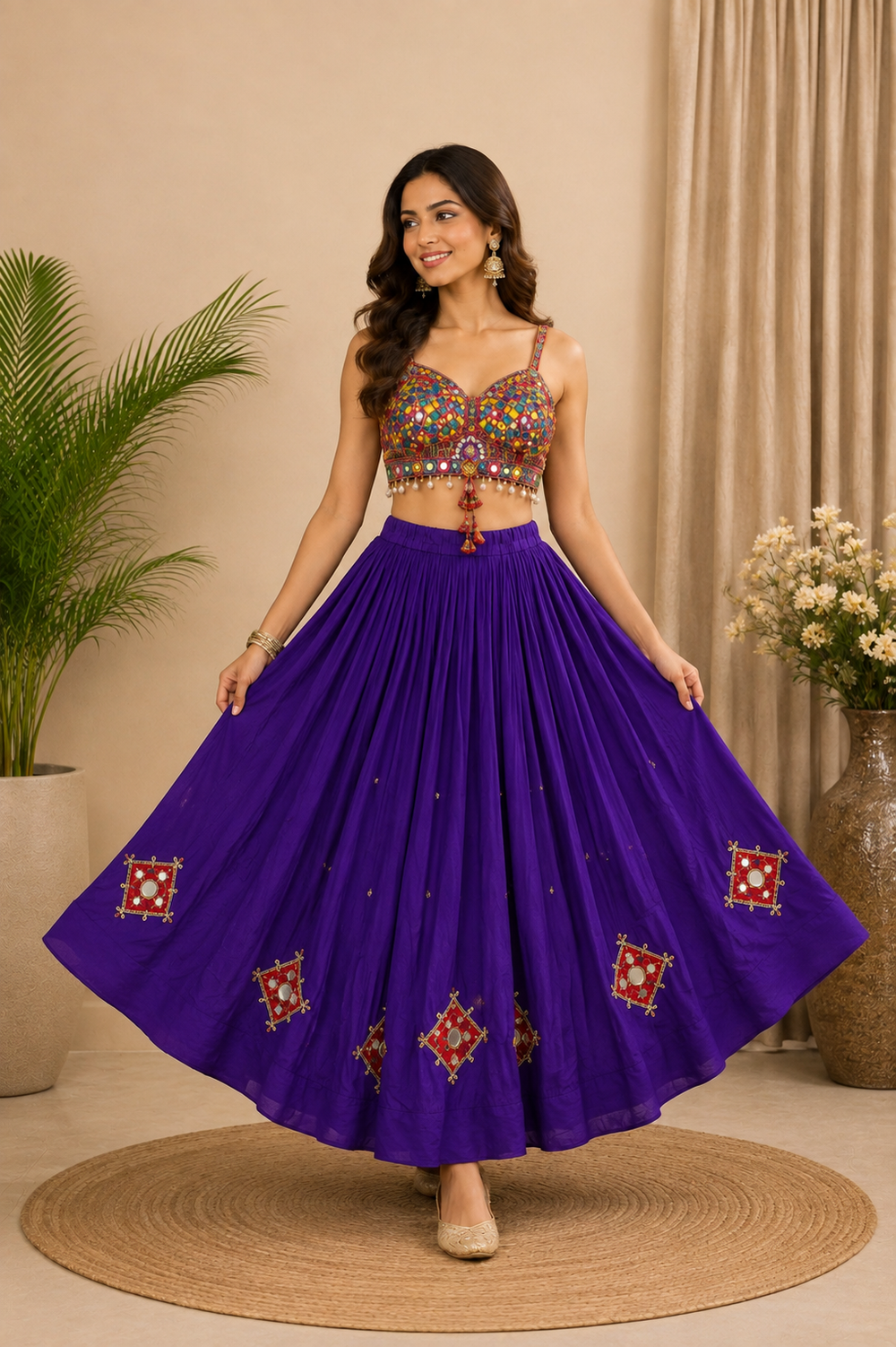 Chanya Choli Set Purple (Blouse+Skirt)