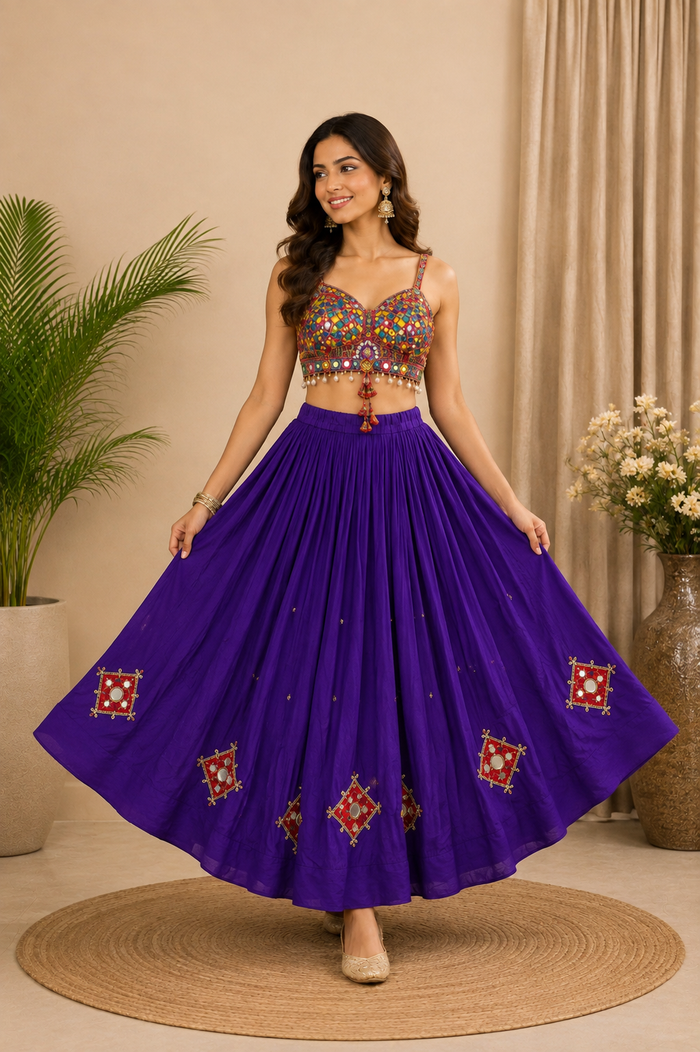 Chanya Choli Set Purple (Blouse+Skirt)