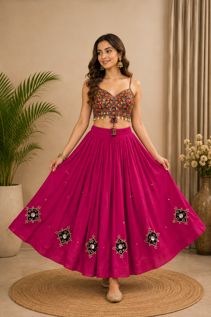Chanya Choli Pink  (Blouse+Skirt)