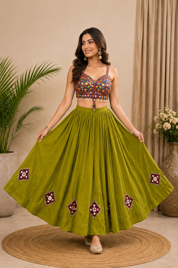 Chanya Choli Green(Blouse +Skirt)