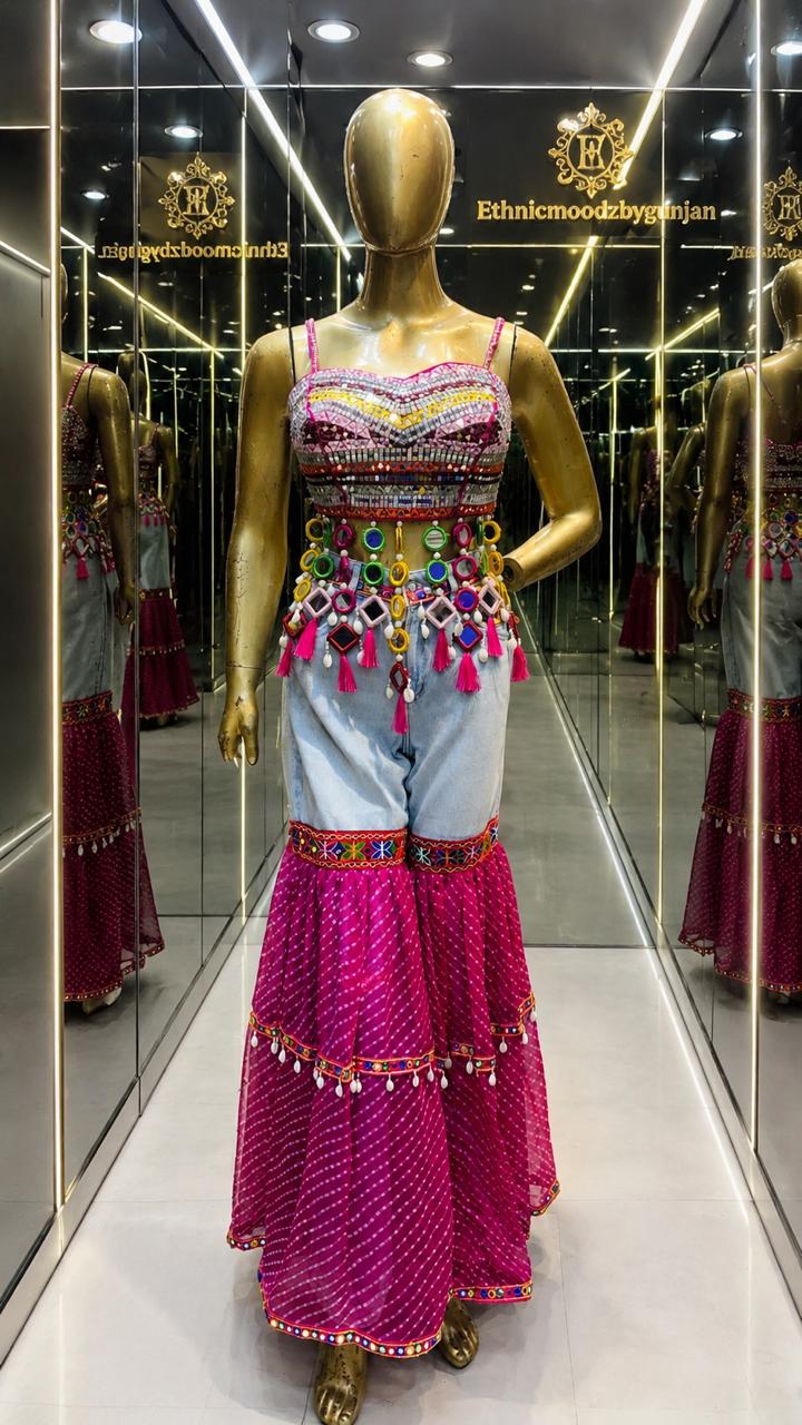 Boho Navratri Tassle Blouse with Jeans