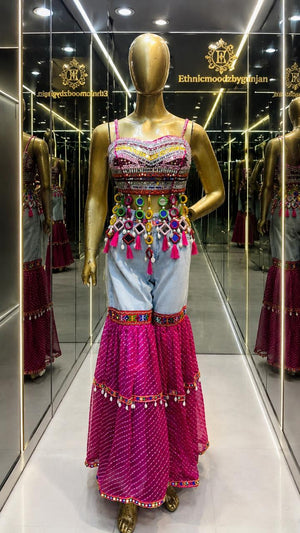 Boho Navratri Tassle Blouse with Jeans