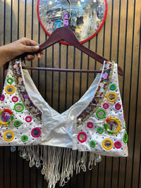 White Tassle Navratri Blouse