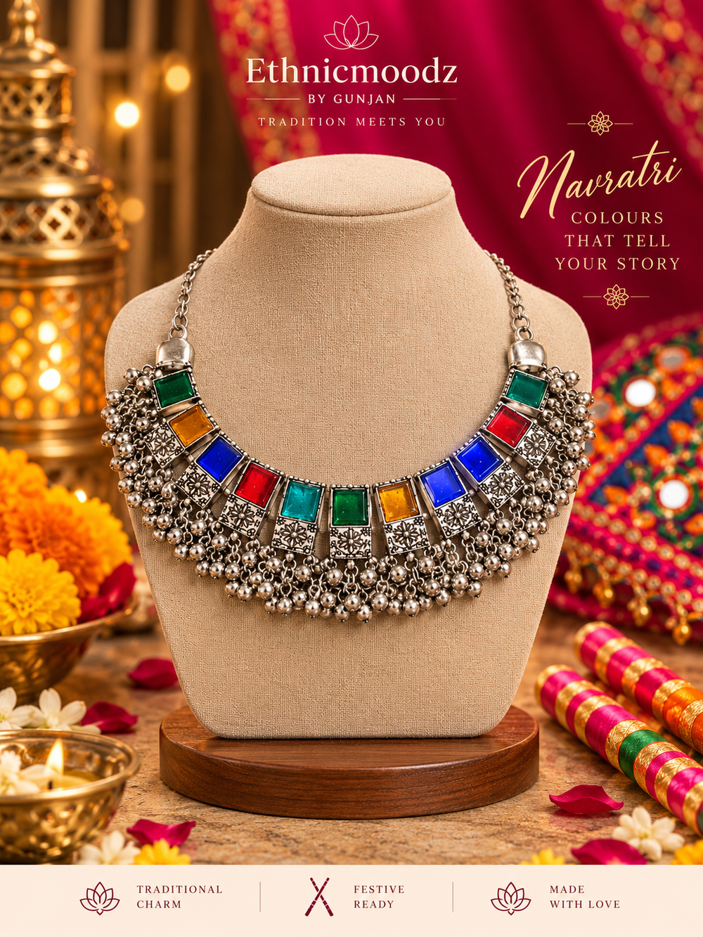 Navratri Gem Necklace