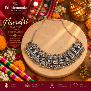 Navratri necklace with black stone