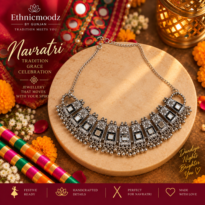 Navratri necklace with black stone